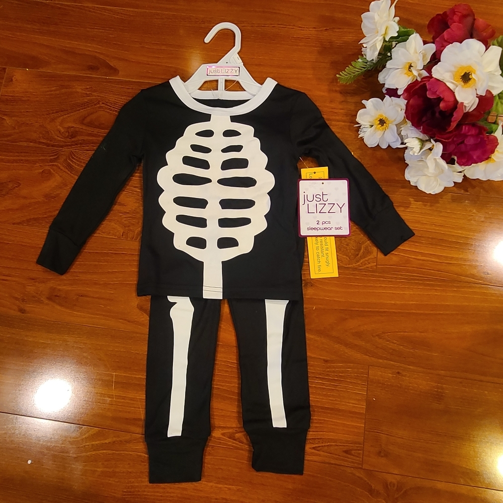 Just Lizzy 2pc Skeleton Pajama Sizr 3T